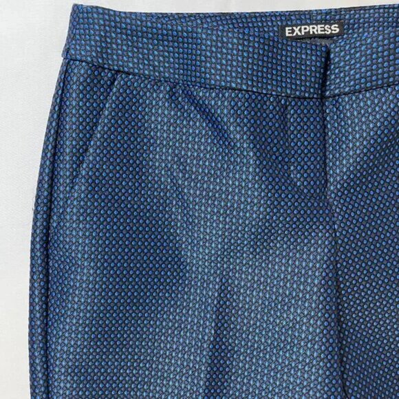 Express Columnist Ankle Dress Pants Sheen Patterned Navy Black Size 2 - Picture 4 of 13